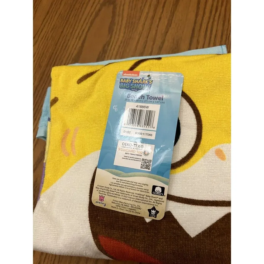 Baby Shark Big Show! Kids Pool Beach Bath Towel 28in. x 58 in. 100% Cotton